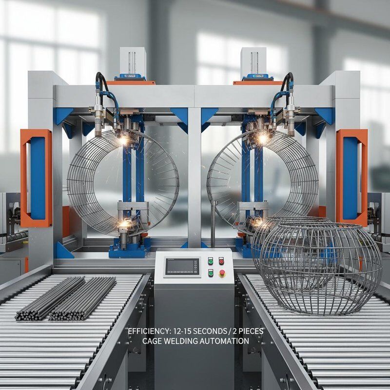 Efficiëntie 12 tot 15 seconden per 2 stuks Cage Welding Automatiseringsplatform die een hoog lasniveau en een geoptimaliseerde workflow biedt