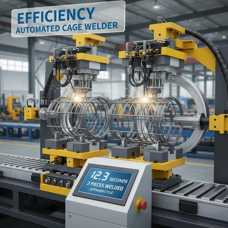 Efficiëntie 12 tot 15 seconden per 2 stuks Geautomatiseerde kooiweldmachine met ingebouwde kooiweldmethode om de lastijd te optimaliseren