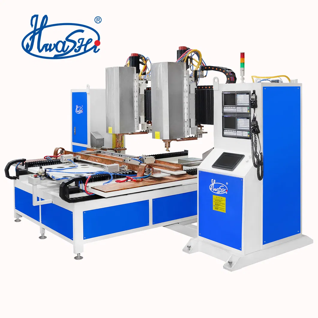 Hwashi CNC Seven 7axis Double Heads Plaat Metal Spot Weldinq Machine, Automatische Plaat Metalwelder voor Squatrack 0
